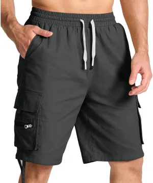 Men's Cargo Shorts Solid Color Casual Summer Bermuda Shorts Breathable Straight Leg Jogger Pants Outdoor Everyday Wear