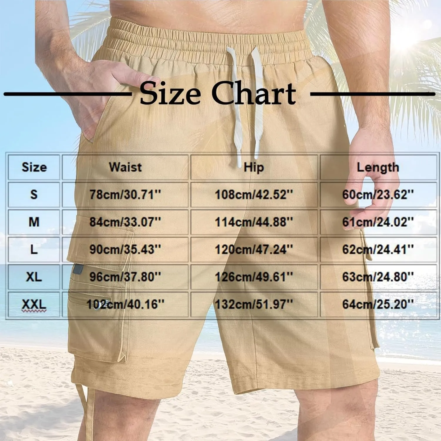 Men's Cargo Shorts Solid Color Casual Summer Bermuda Shorts Breathable Straight Leg Jogger Pants Outdoor Everyday Wear
