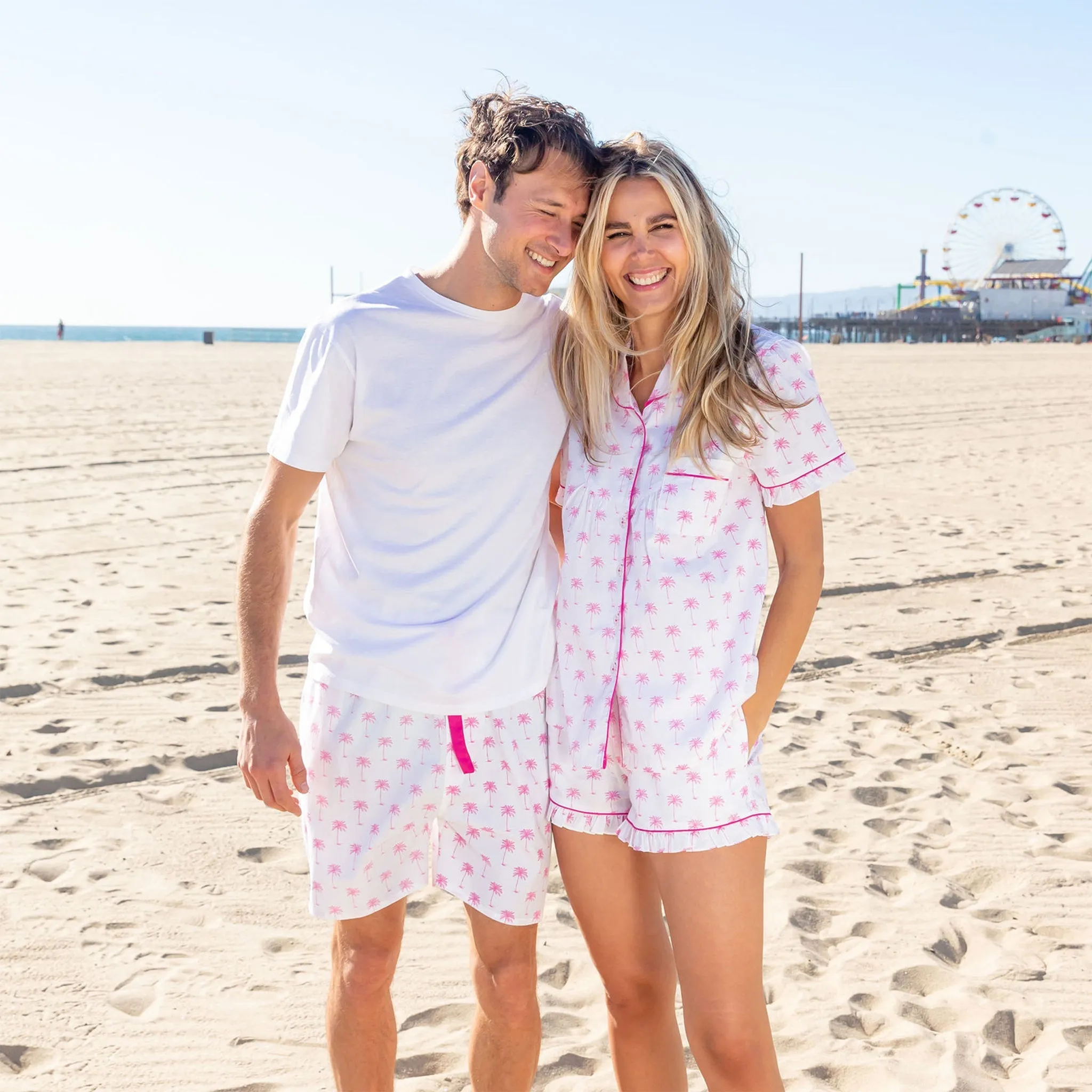 Men's Pink Palm Tree Sleep Shorts