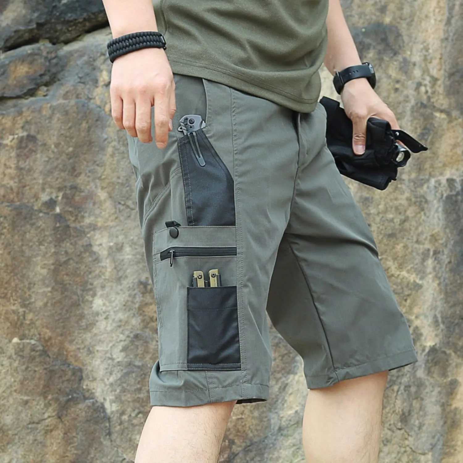 Mens Shorts Cargo Shorts Classic Summer Lightweight Muti-Pocket Waterproof Pants for Hiking Fishing Workout