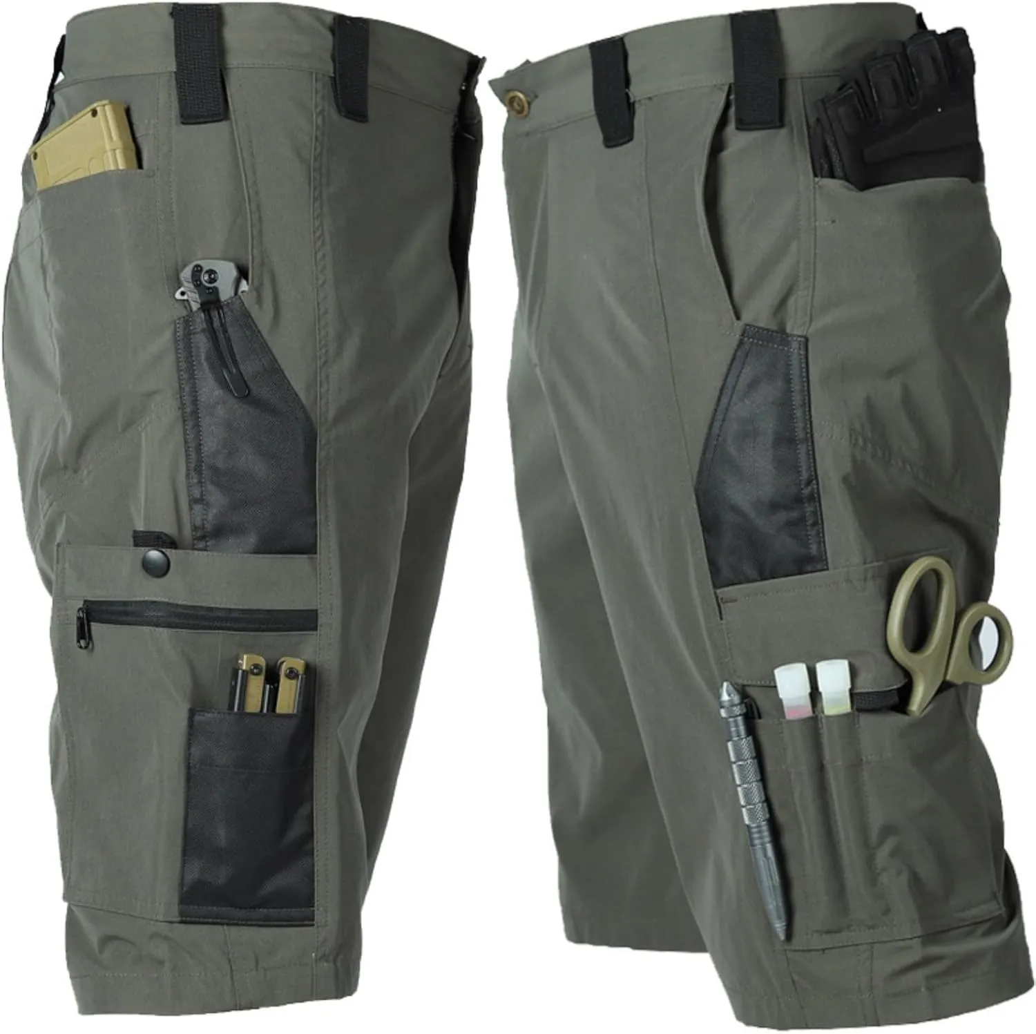 Mens Shorts Cargo Shorts Classic Summer Lightweight Muti-Pocket Waterproof Pants for Hiking Fishing Workout