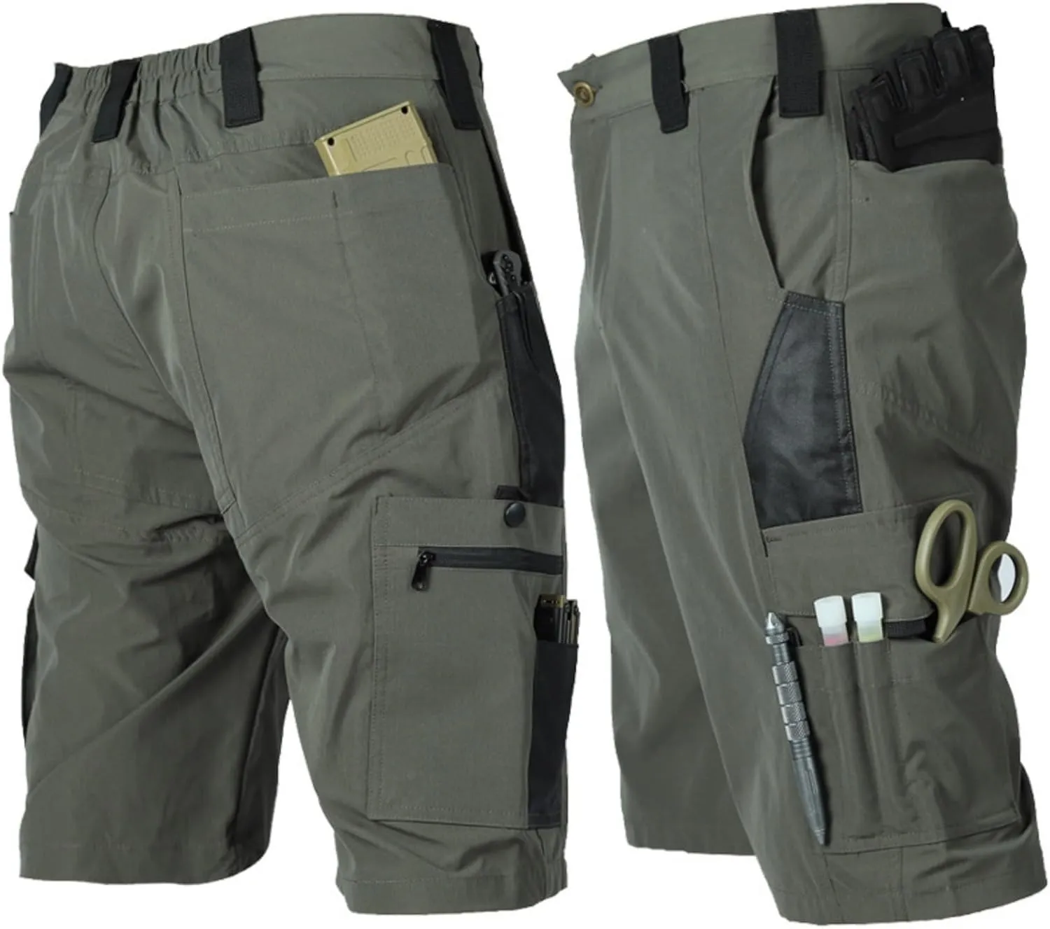 Mens Shorts Cargo Shorts Classic Summer Lightweight Muti-Pocket Waterproof Pants for Hiking Fishing Workout