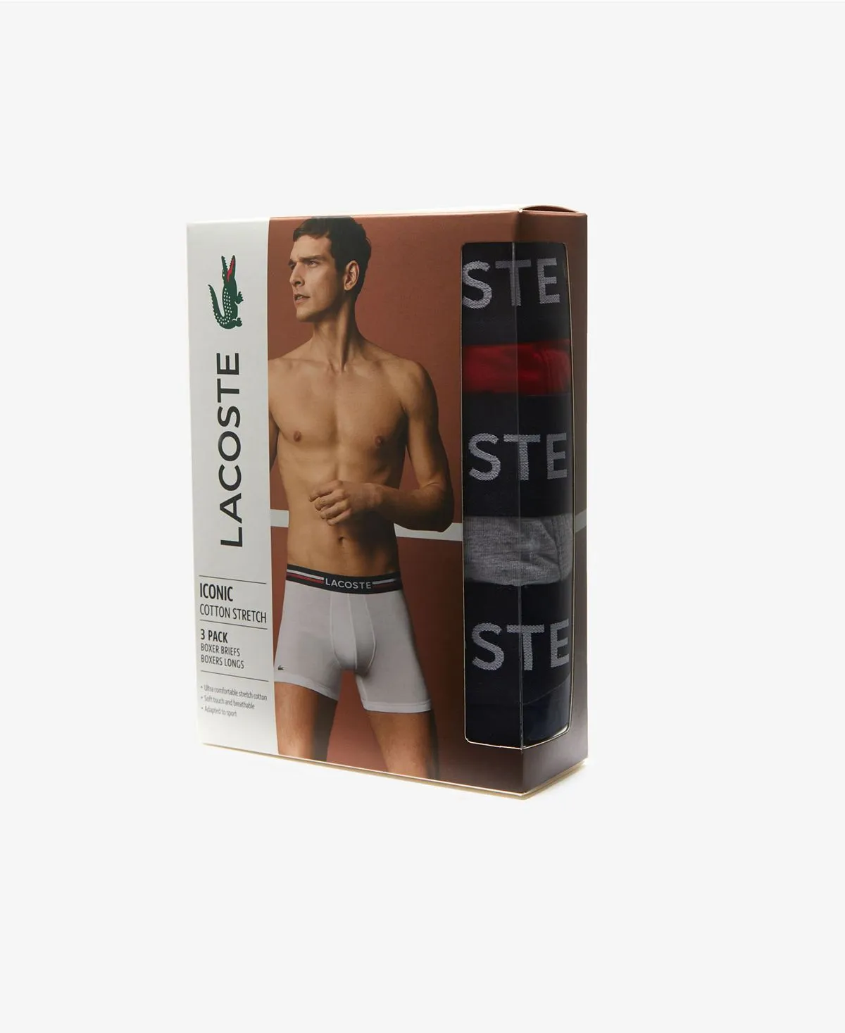 Men's stretch boxer briefs, 3 pieces Lacoste