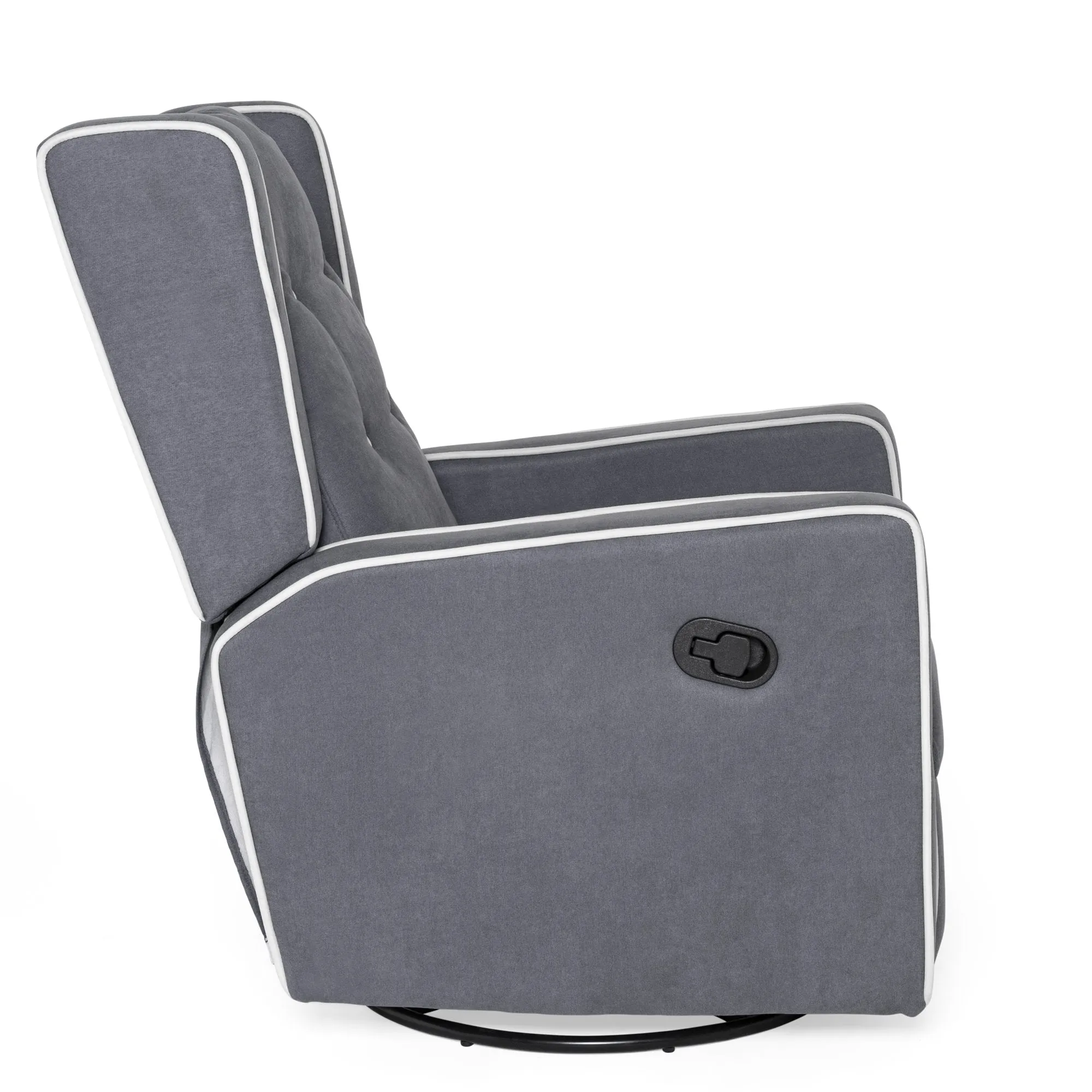 Mid-Century Modern Polyester Upholstered Swivel Recliner Rocking Chair