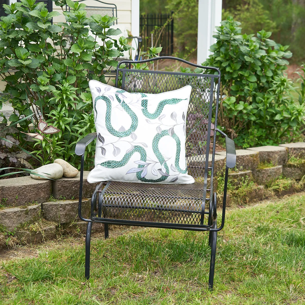 Modern Garden Snake Indoor Outdoor Pillow