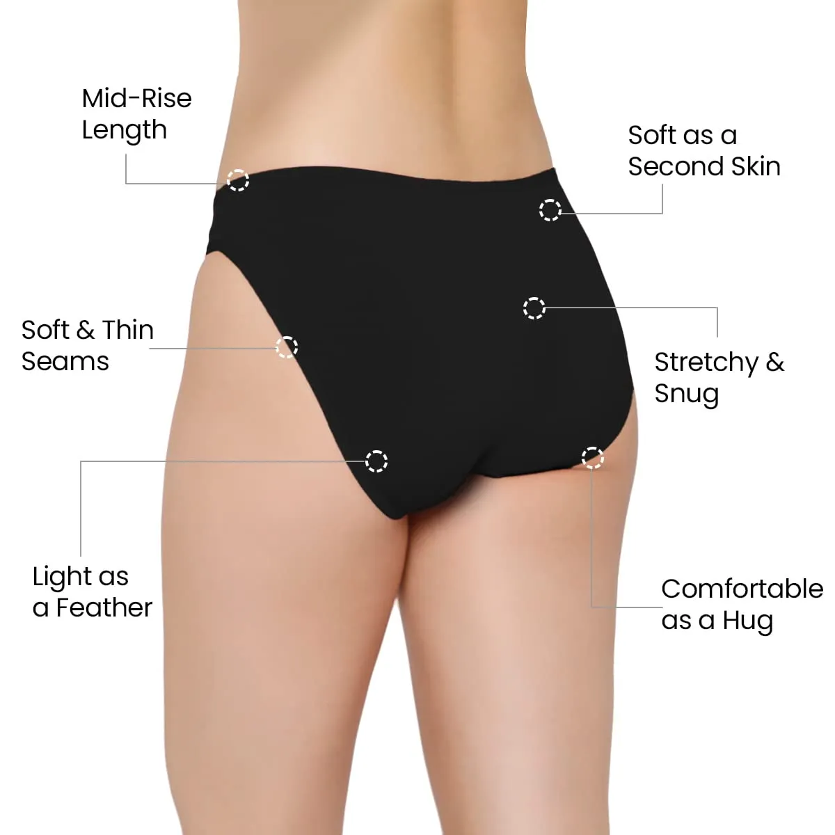 Mush Womens Ultra Soft Bamboo Modal Bikini Brief || Breathable Panties || Anti-Odor, Seamless, Anti Microbial Innerwear Pack of 2 (XL, Black and Beige)