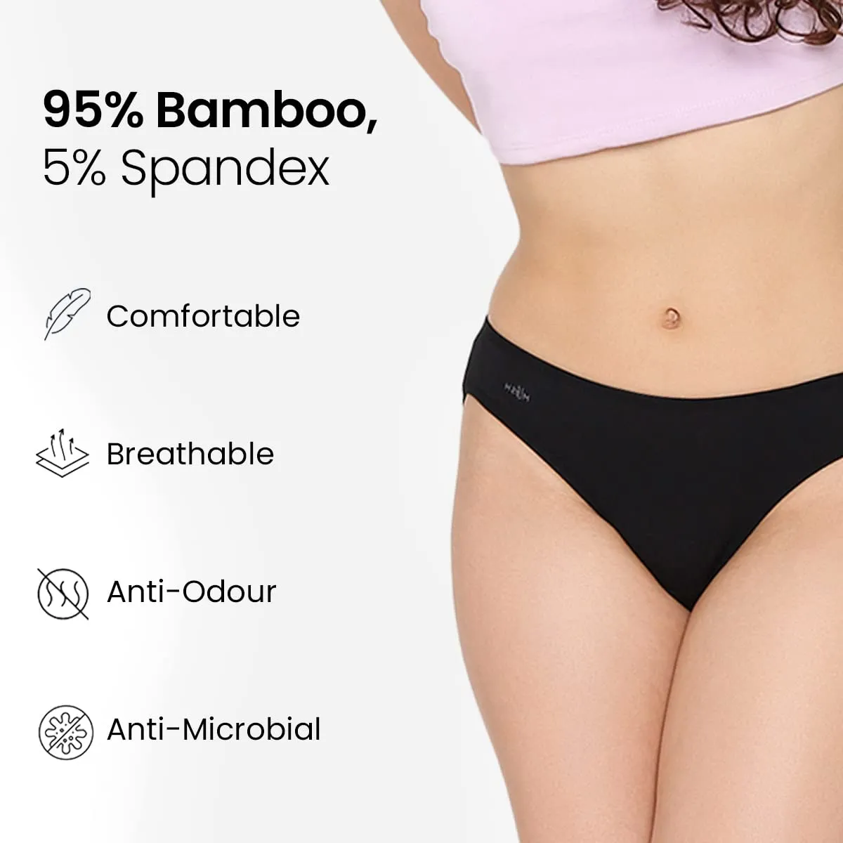 Mush Womens Ultra Soft Bamboo Modal Bikini Brief || Breathable Panties || Anti-Odor, Seamless, Anti Microbial Innerwear Pack of 2 (XL, Black and Beige)