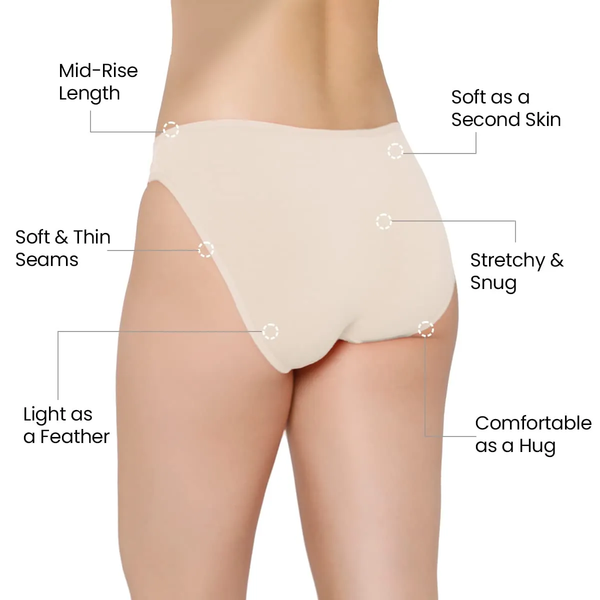 Mush Womens Ultra Soft Bamboo Modal Bikini Brief || Breathable Panties || Anti-Odor, Seamless, Anti Microbial Innerwear (S, Beige)