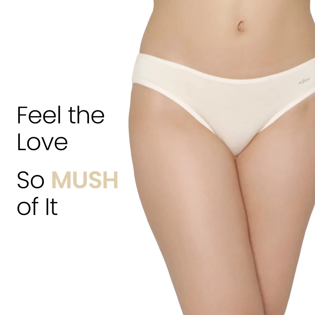 Mush Womens Ultra Soft Bamboo Modal Bikini Brief || Breathable Panties || Anti-Odor, Seamless, Anti Microbial Innerwear (S, Beige)