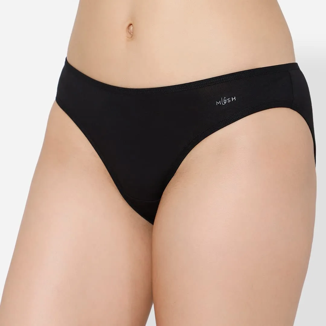 Mush Womens Ultra Soft Bamboo Modal Bikini Brief || Breathable Panties || Anti-Odor, Seamless, Anti Microbial Innerwear (S, Black)