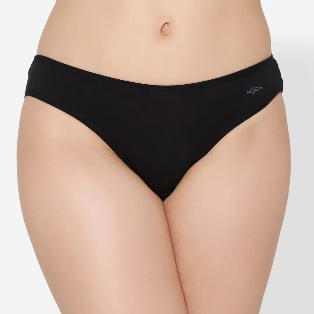 Mush Womens Ultra Soft Bamboo Modal Bikini Brief || Breathable Panties || Anti-Odor, Seamless, Anti Microbial Innerwear (S, Black)