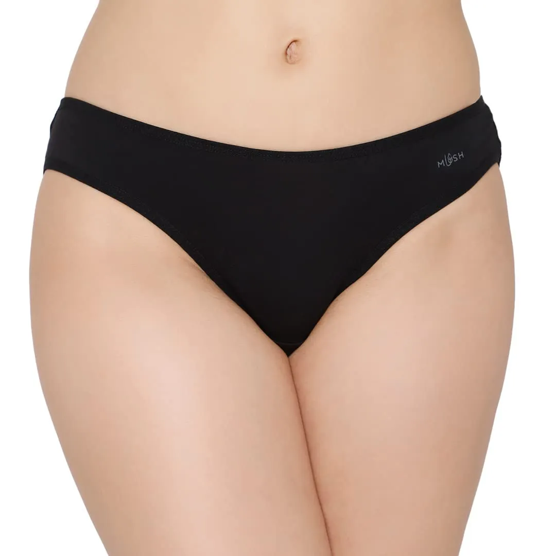 Mush Womens Ultra Soft Bamboo Modal Bikini Brief || Breathable Panties || Anti-Odor, Seamless, Anti Microbial Innerwear (S, Black)