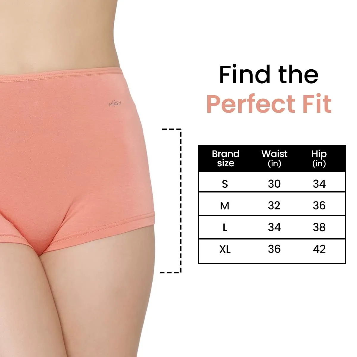 Mush Womens Ultra Soft High Waist Bamboo Modal Boyshorts || Breathable Panties || Anti-Odor, Seamless, Anti Microbial Innerwear (L - Pack of 3, Peach Color)