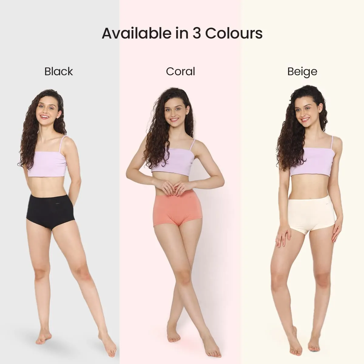 Mush Womens Ultra Soft High Waist Bamboo Modal Boyshorts || Breathable Panties || Anti-Odor, Seamless, Anti Microbial Innerwear (L - Pack of 3, Peach Color)