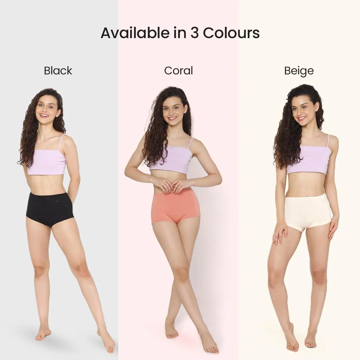 Mush Womens Ultra Soft High Waist Bamboo Modal Boyshorts || Breathable Panties || Anti-Odor, Seamless, Anti Microbial Innerwear (M- Pack of 3, Beige Color)