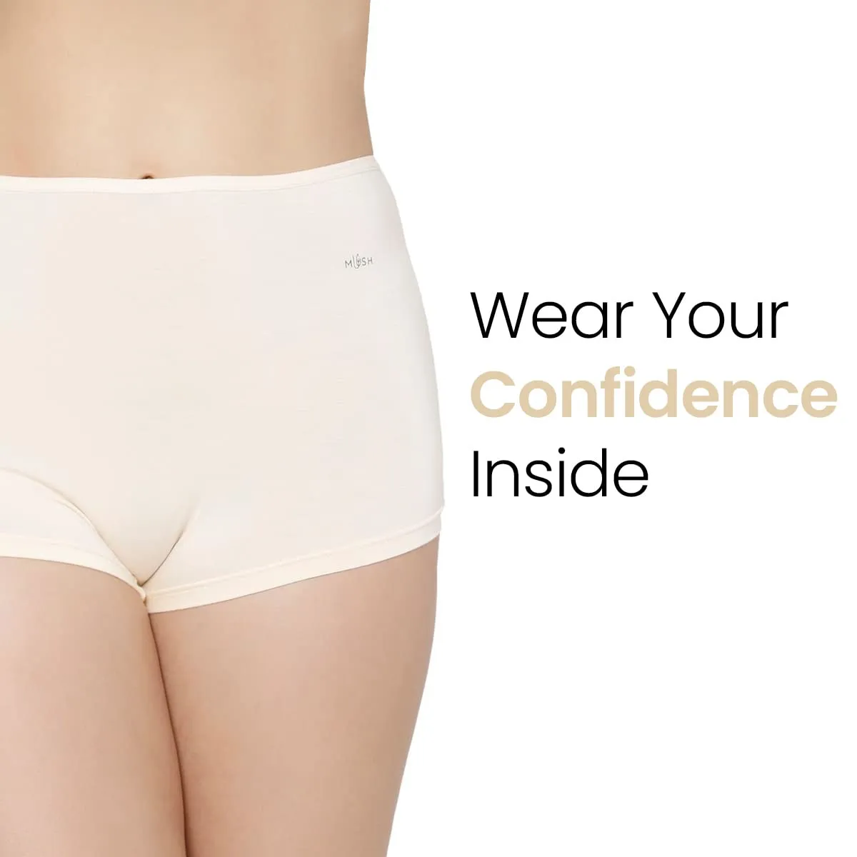 Mush Womens Ultra Soft High Waist Bamboo Modal Boyshorts || Breathable Panties || Anti-Odor, Seamless, Anti Microbial Innerwear (M- Pack of 3, Beige Color)