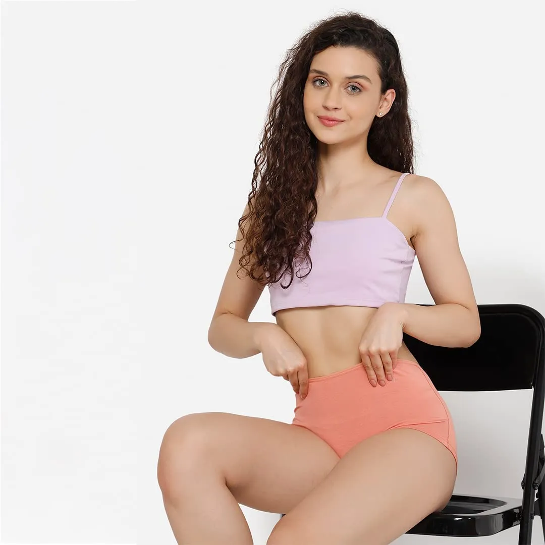 Mush Womens Ultra Soft High Waist Bamboo Modal Boyshorts || Breathable Panties || Anti-Odor, Seamless, Anti Microbial Innerwear (S, Peach)