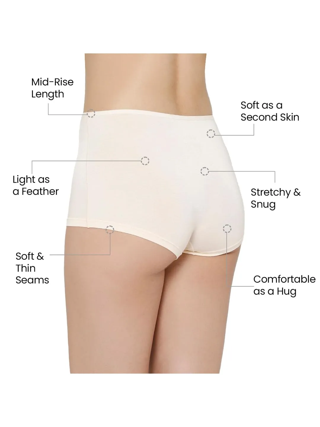 Mush Womens Ultra Soft High Waist Bamboo Modal Boyshorts || Breathable Panties || Anti-Odor, Seamless, Anti Microbial Innerwear (XL - Pack of 3, Peach, Beige & Black)