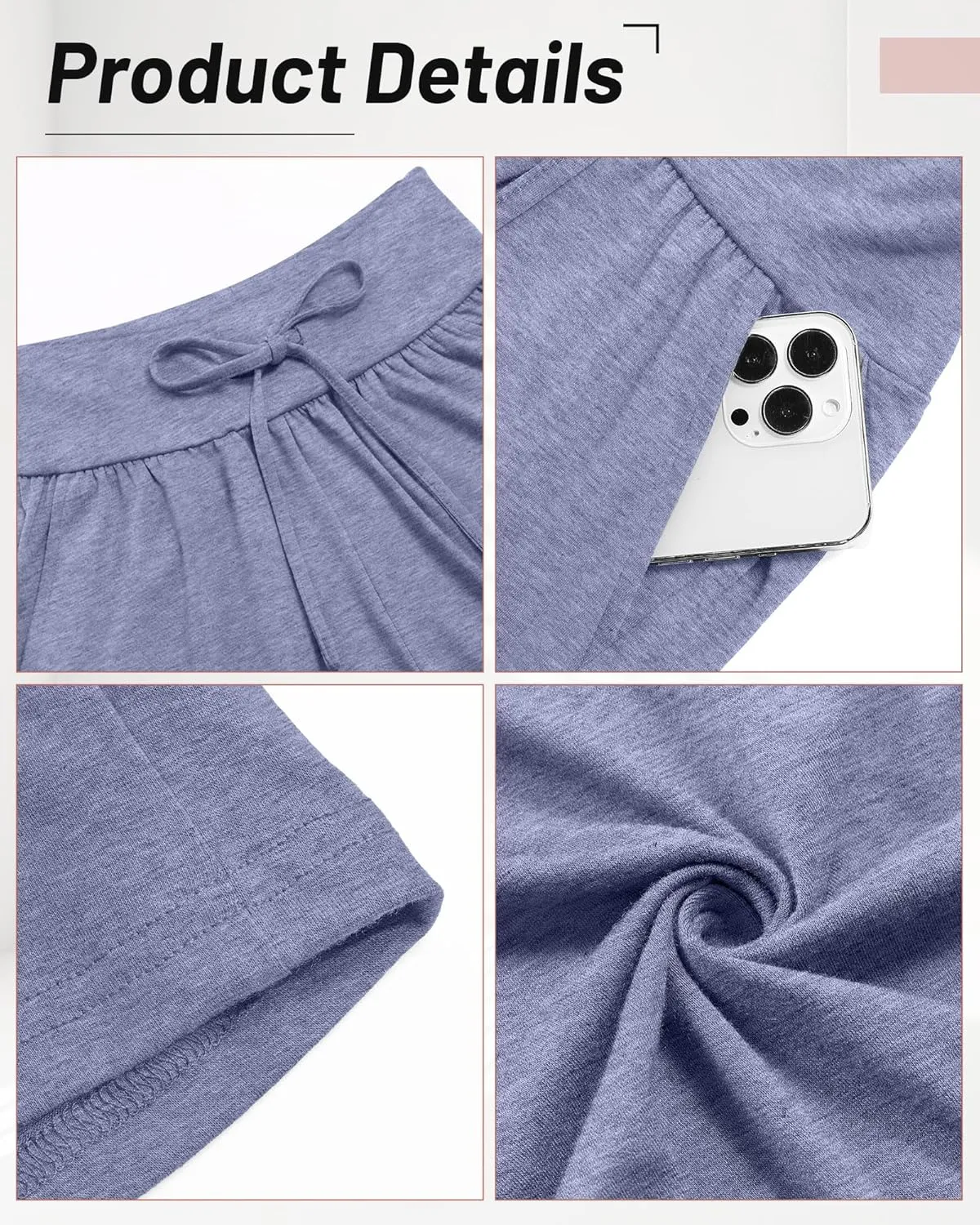 Neer 3 Pack Cotton Bermuda Shorts for Women Wide Leg High Waisted Drawstring Gym Shorts with Pocket