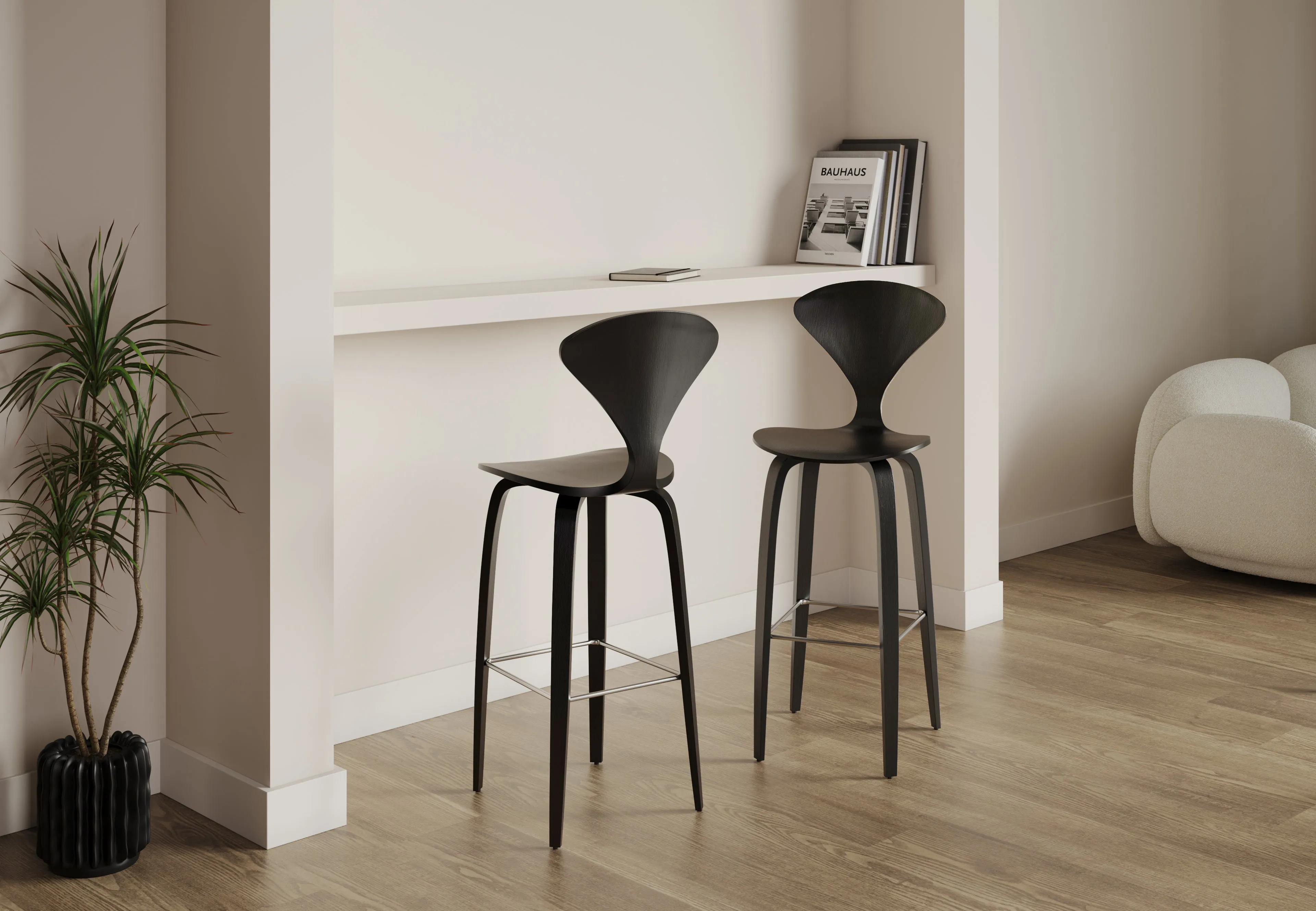 Norman - Norman Bar Stool, Black Ash, 29.5" Seat Height