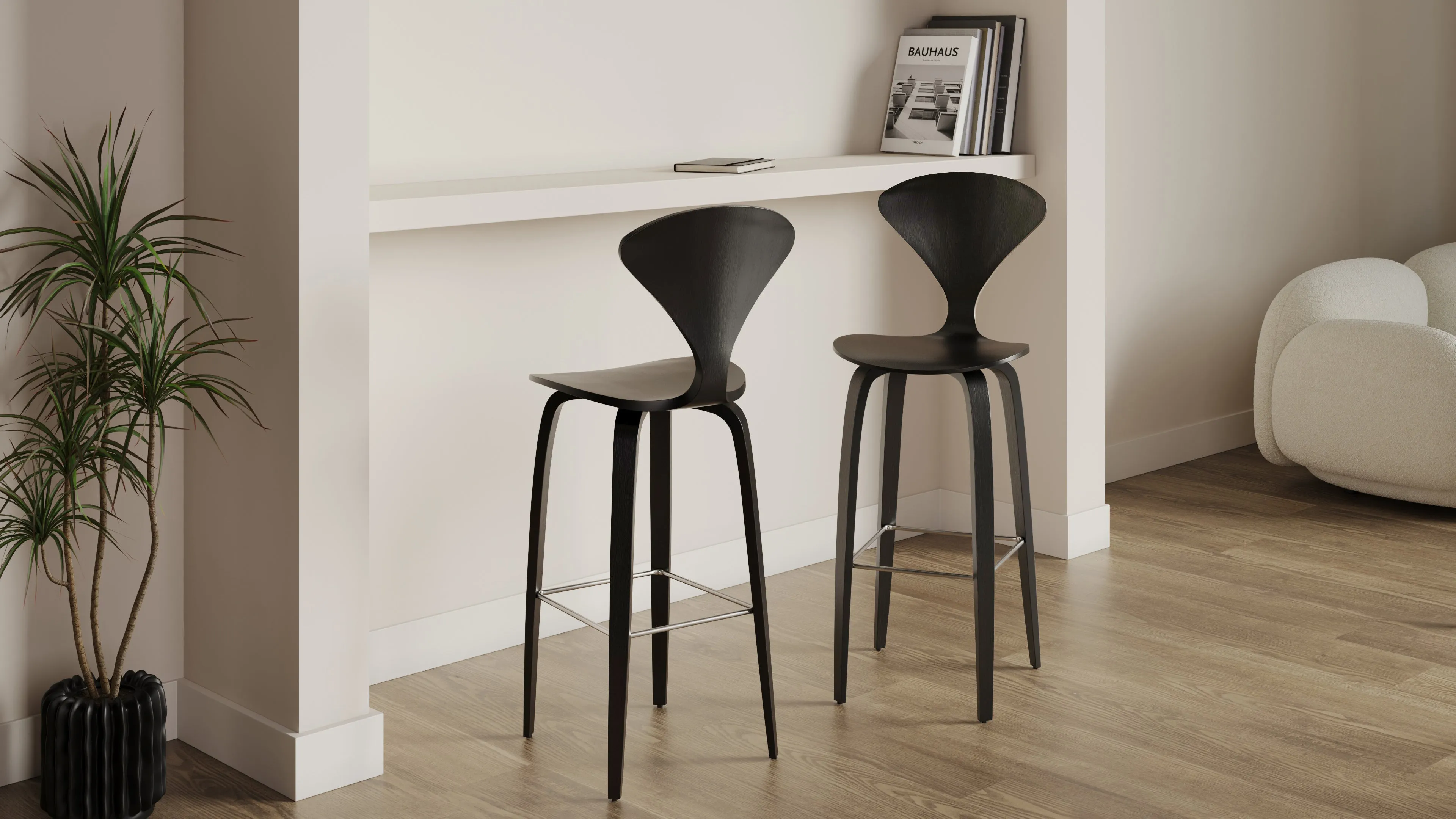 Norman - Norman Bar Stool, Black Ash, 29.5" Seat Height