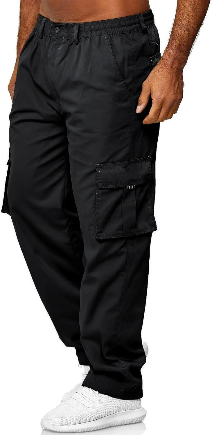 ODIZLI Cargo Pants for Men Casual Cotton Jogger Multi Pockets Outdoor Hiking Work Sweatpants