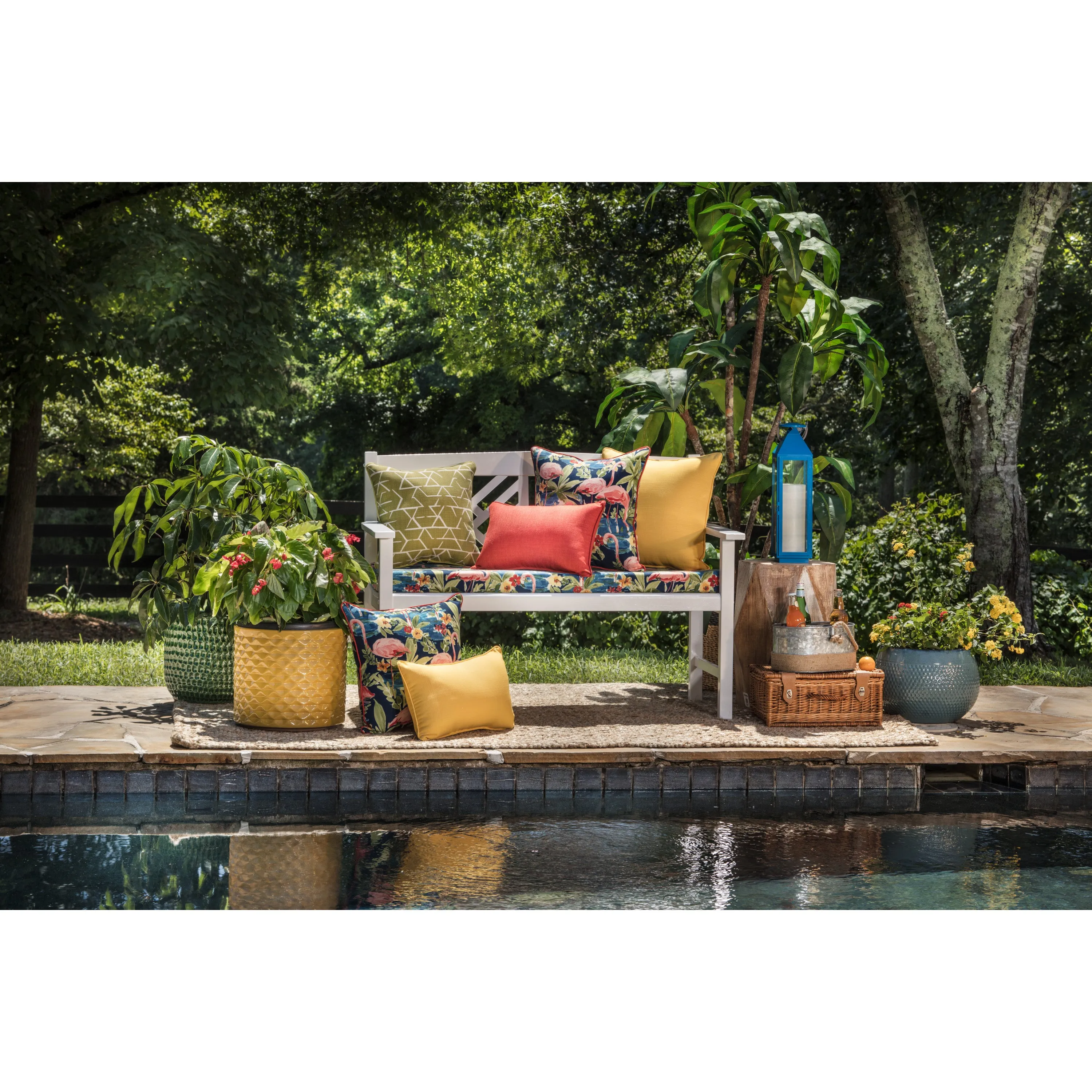 Outdoor/Indoor Fresco Solids Yellow Rectangular Throw Pillow (Set of 2)