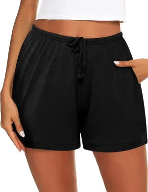 Pajama Shorts for Women Cotton Soft Sleep Shorts Casual Elastic Waist Pj Bottoms with Drawstring & Pockets