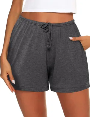Pajama Shorts for Women Cotton Soft Sleep Shorts Casual Elastic Waist Pj Bottoms with Drawstring & Pockets