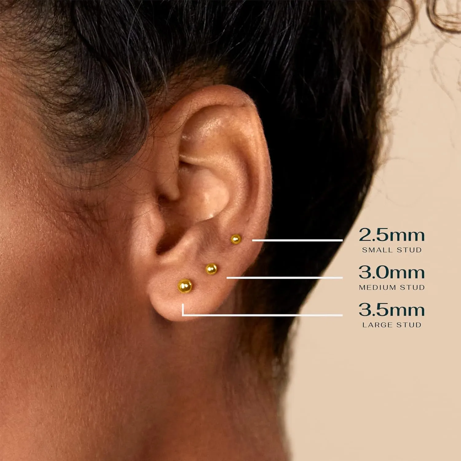PAVOI 14K Gold Plated Solid 925 Sterling Silver Posts Dainty Ball Stud Flatback Earrings for Women - Cartilage Helix Piercing Jewelry - Small Screwbacks Stud Earrings for Women