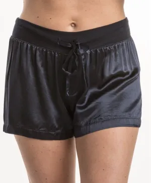 PJ Harlow Mikel Satin Shorts Black