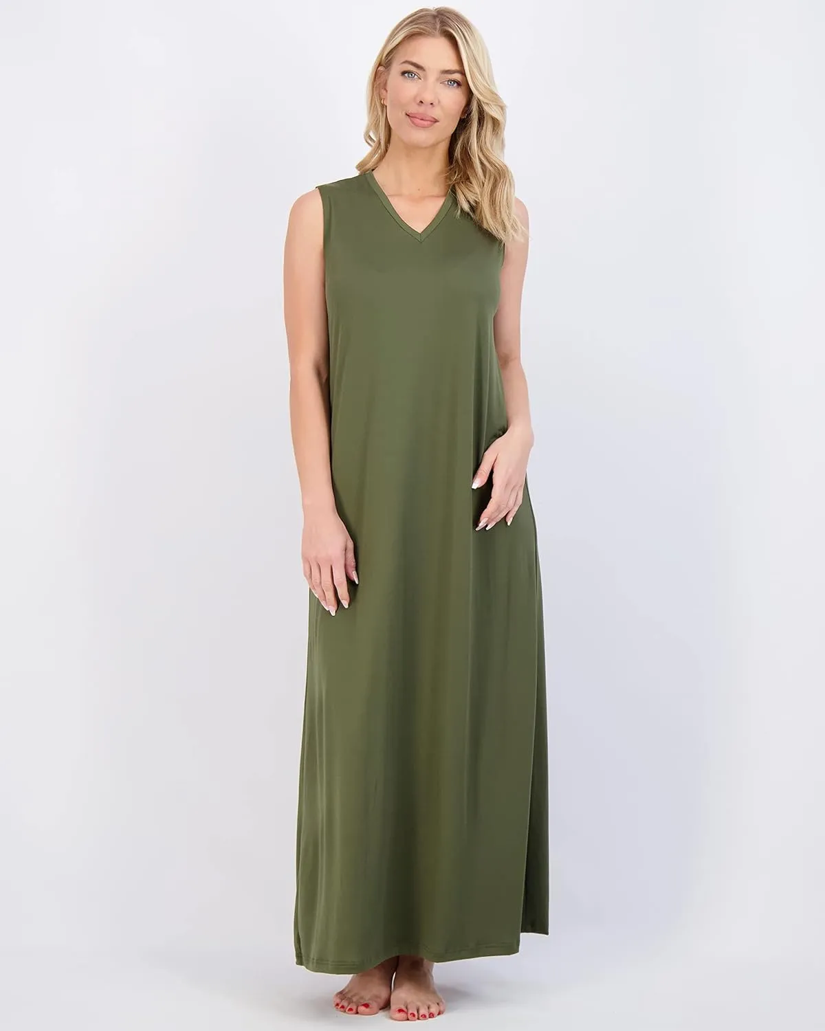 Real Essentials 3 Pack: Women's Soft Tank Nightgown Sleeveless Nightshirt Sleep Dress (Available In Plus Size)