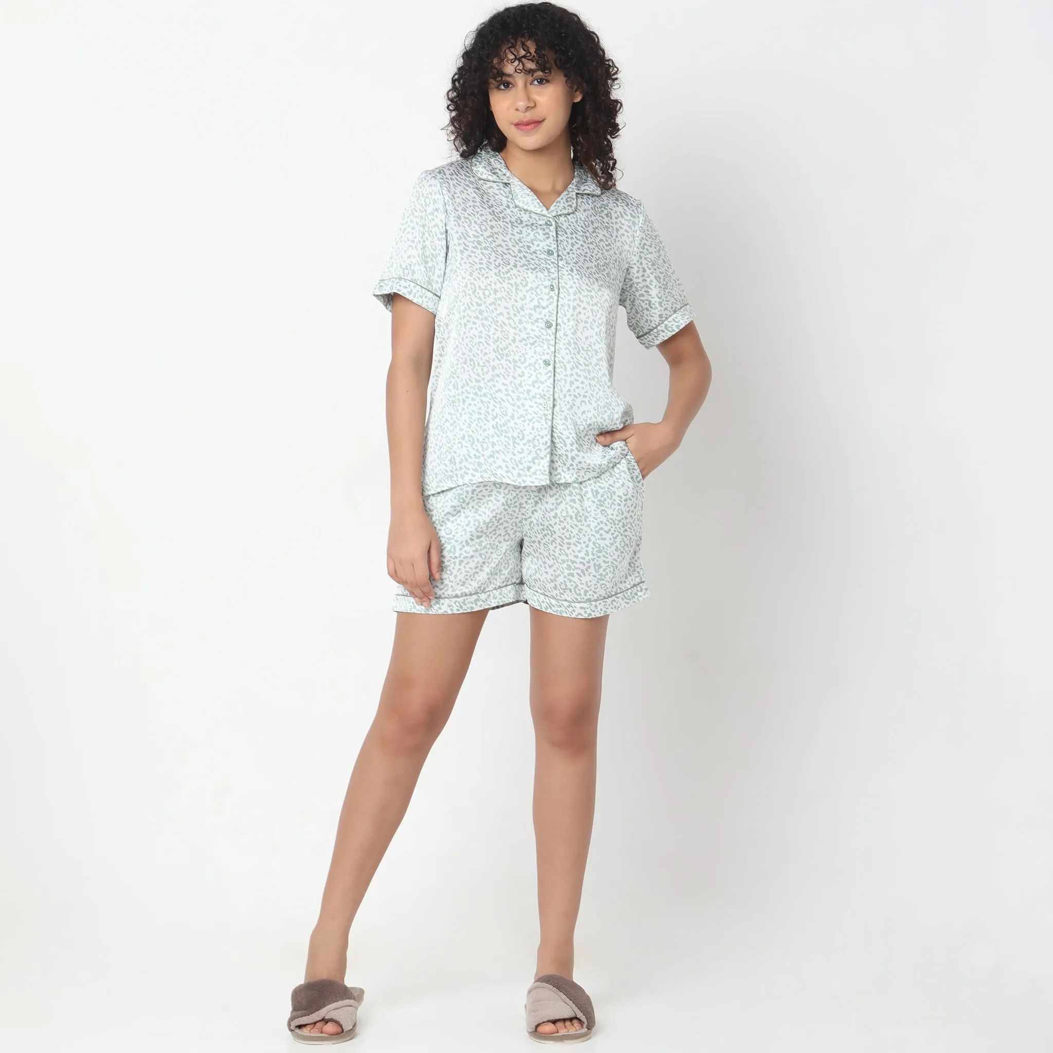 Regular Fit Animal T-shirt with Shorts Sleepwear Set