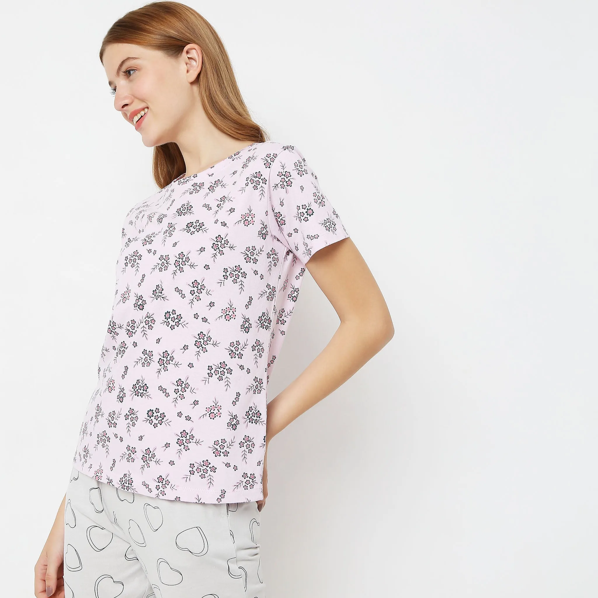 Regular Fit Printed Sleepwear Lounge Top