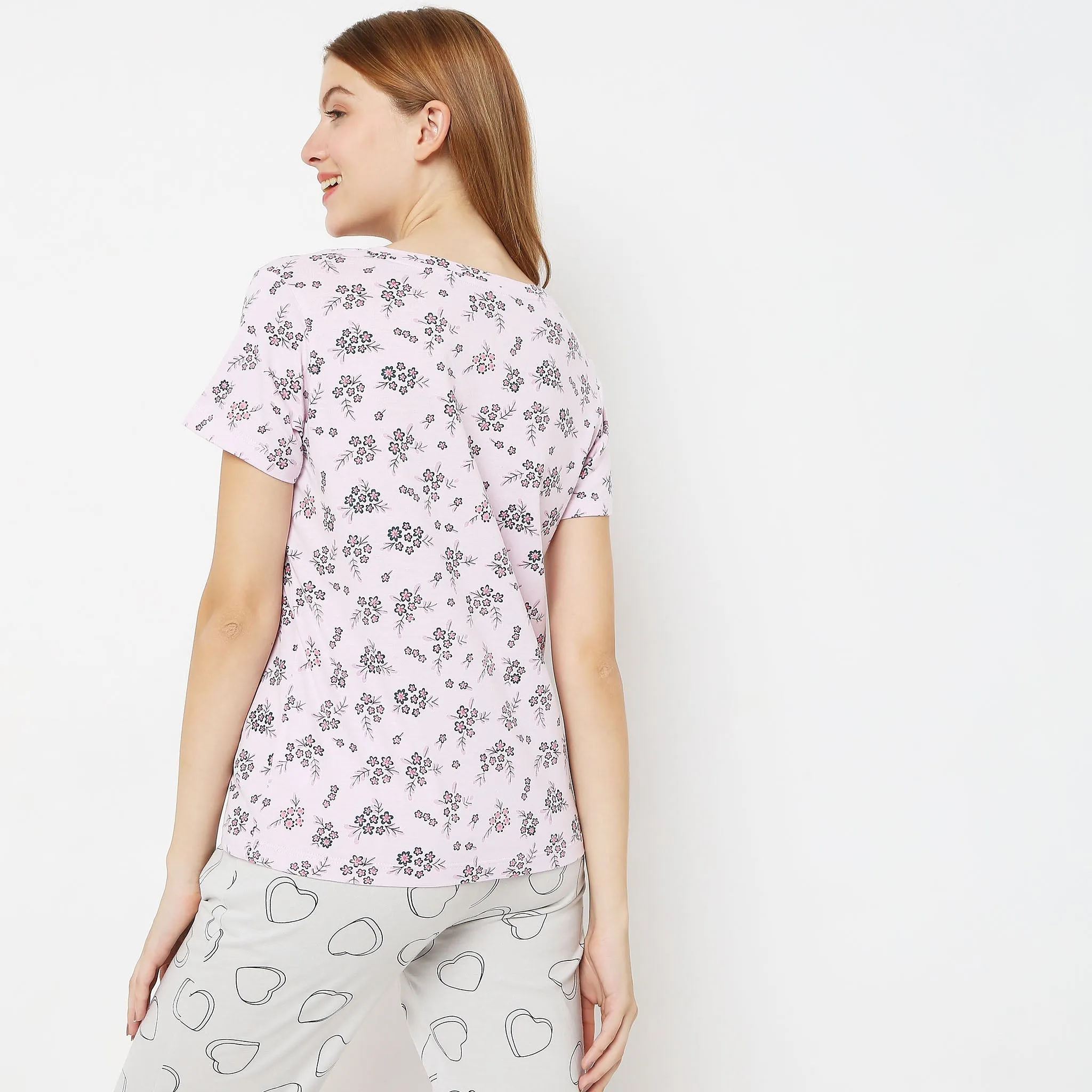 Regular Fit Printed Sleepwear Lounge Top
