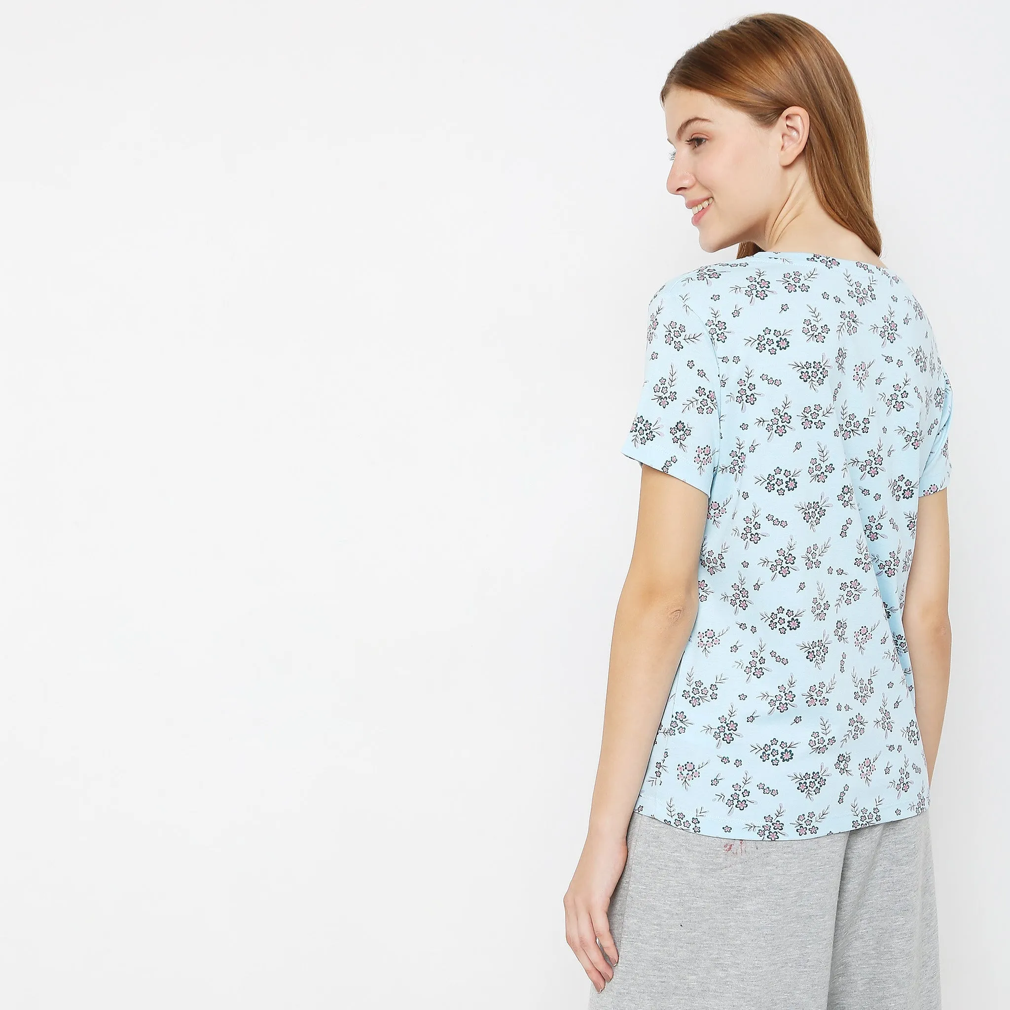 Regular Fit Printed Sleepwear Lounge Top