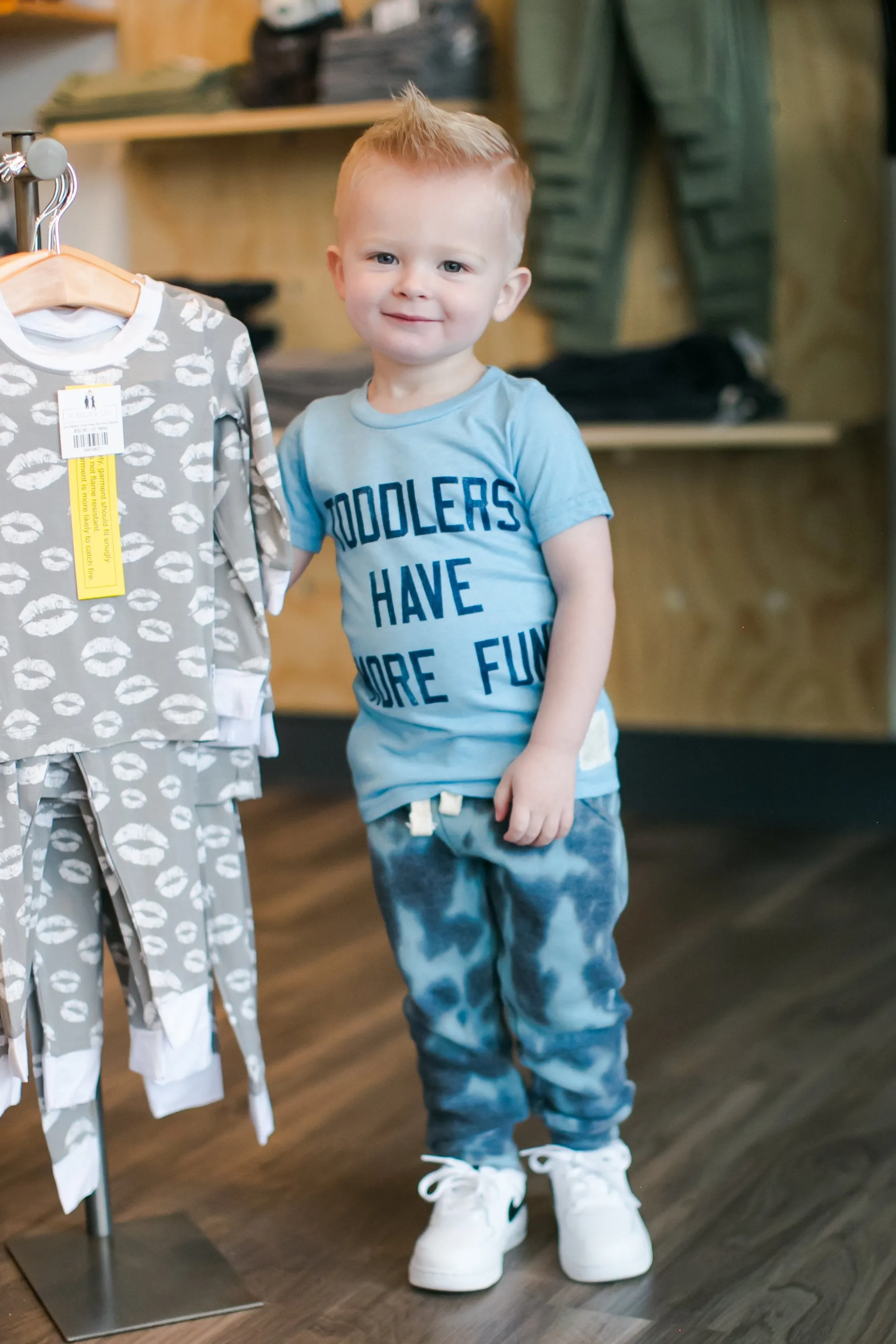 Retro Brand - Toddlers Have More Fun Tee in Carolina Blue