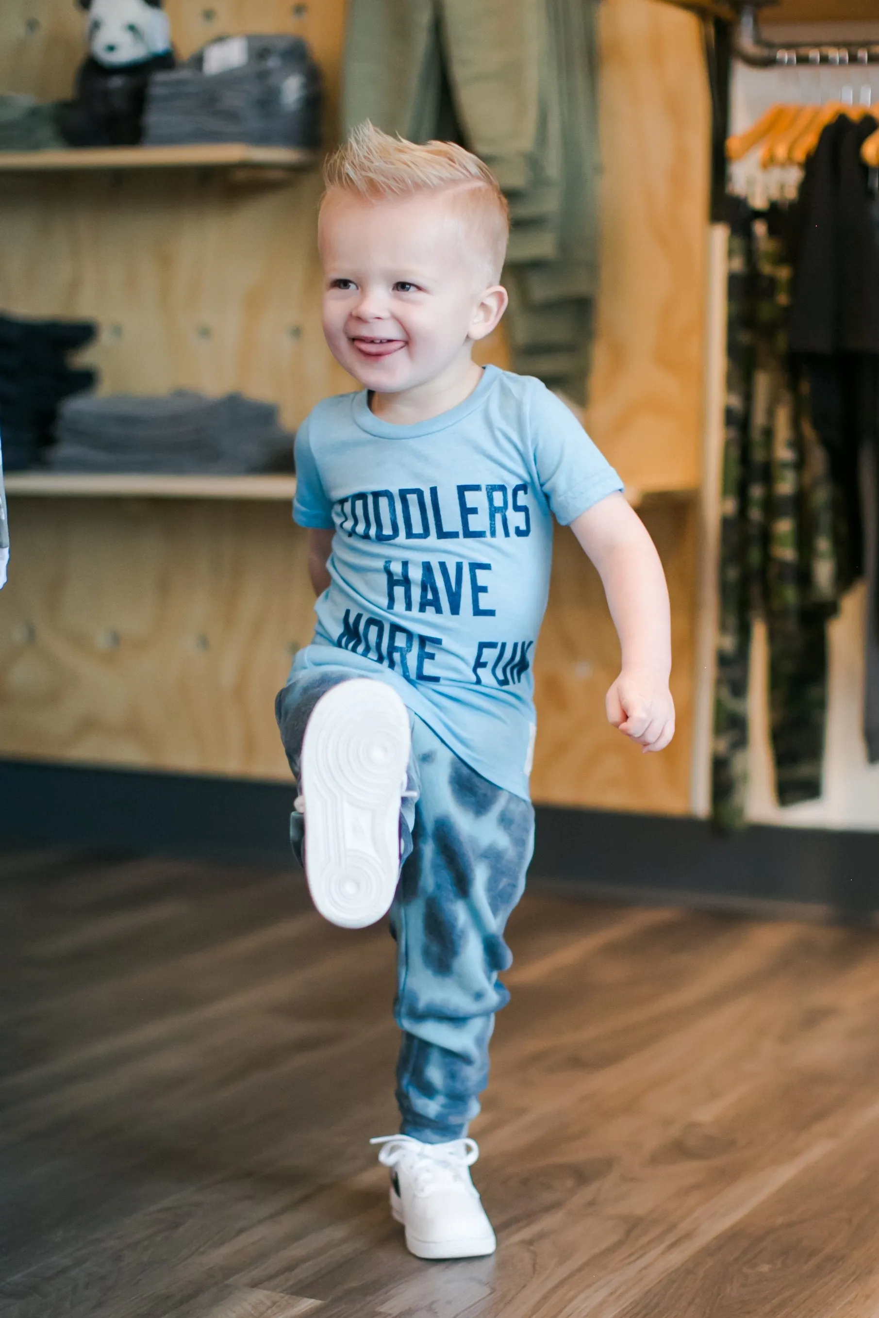 Retro Brand - Toddlers Have More Fun Tee in Carolina Blue