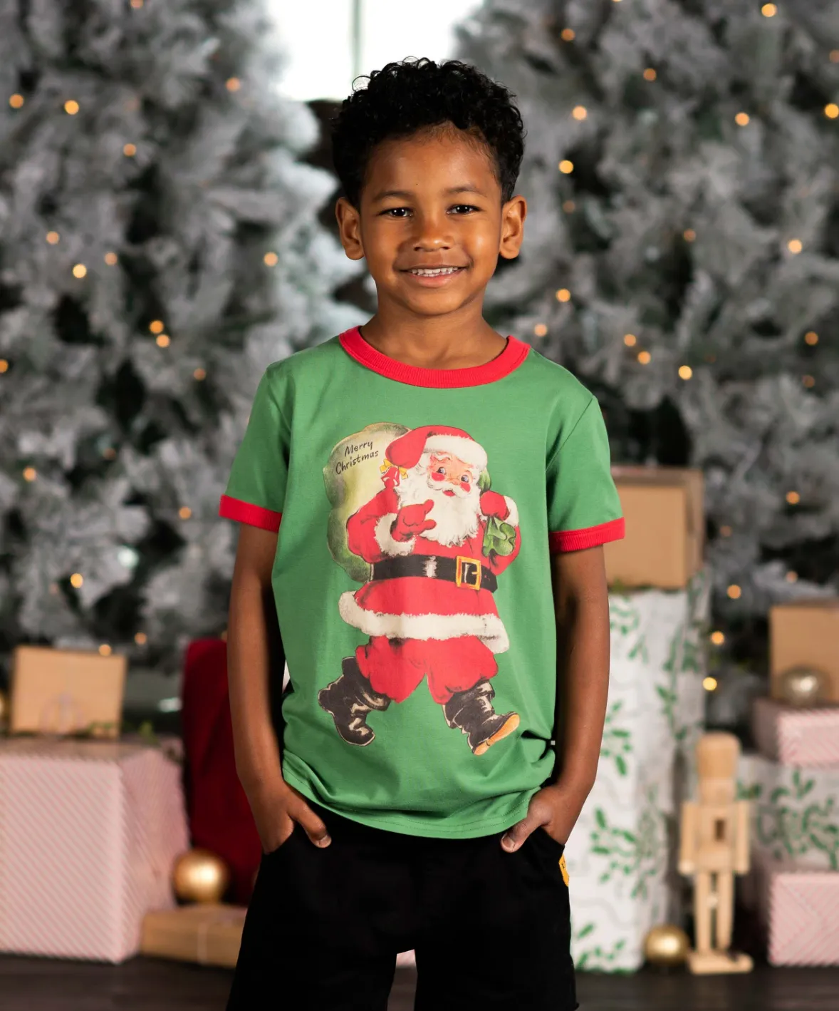 Rock Your Kid - Jolly Santa Tee in Green