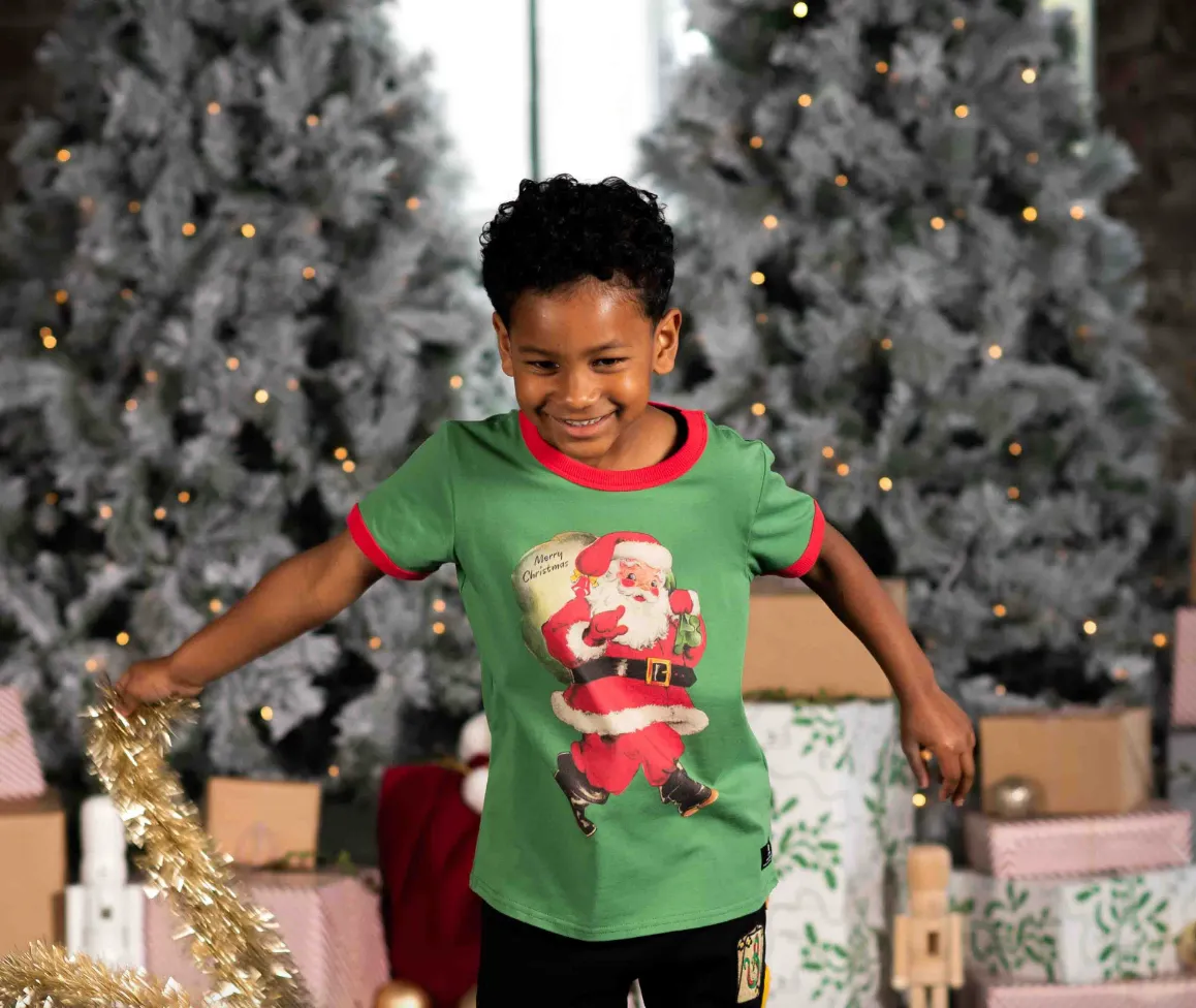 Rock Your Kid - Jolly Santa Tee in Green