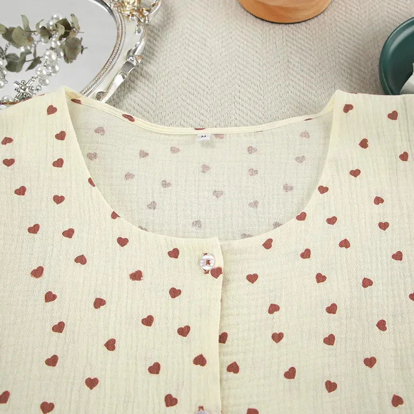 Ruffle Trimmed Cotton PJs for Relaxing