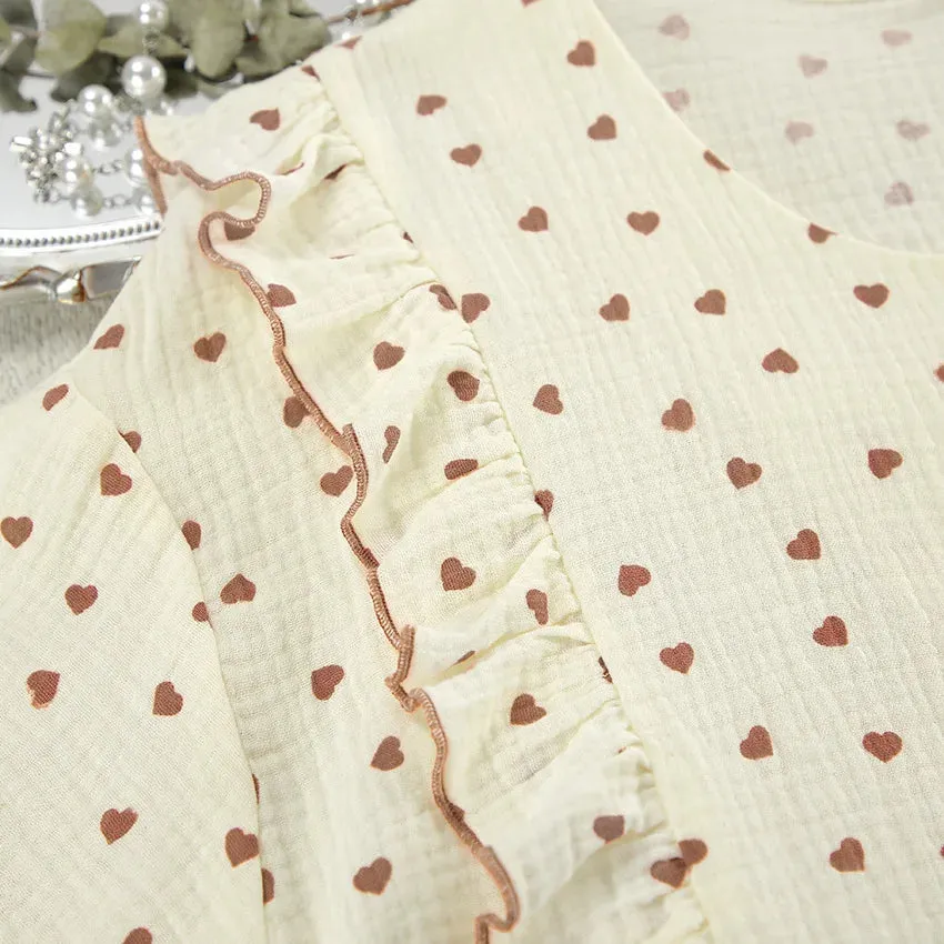 Ruffle Trimmed Cotton PJs for Relaxing