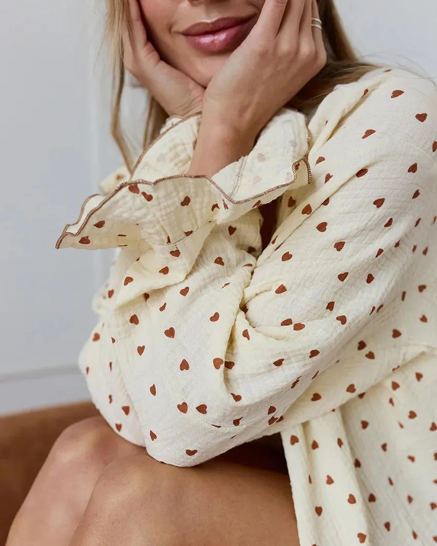 Ruffle Trimmed Cotton PJs for Relaxing