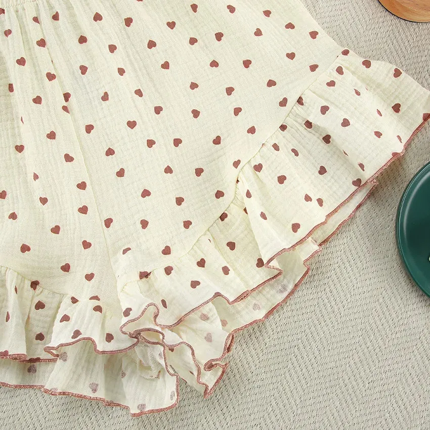Ruffle Trimmed Cotton PJs for Relaxing