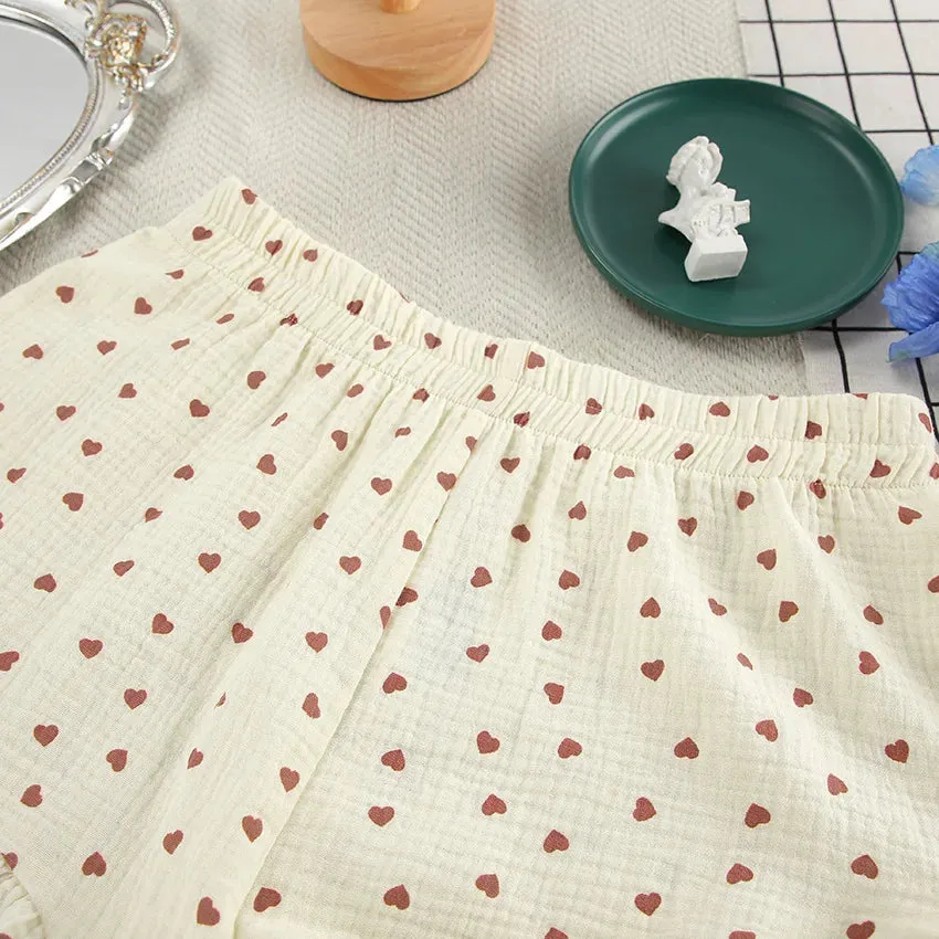 Ruffle Trimmed Cotton PJs for Relaxing