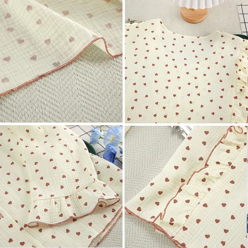 Ruffle Trimmed Cotton PJs for Relaxing