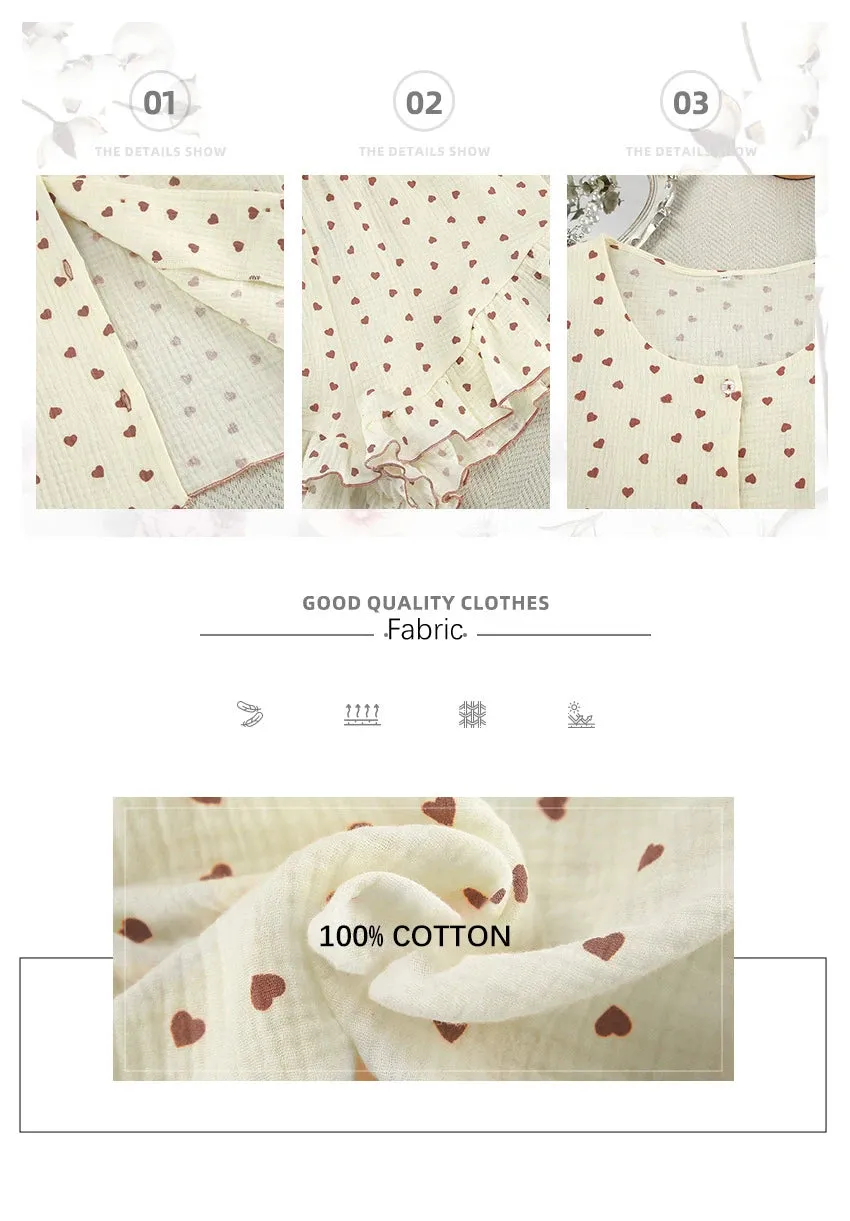 Ruffle Trimmed Cotton PJs for Relaxing
