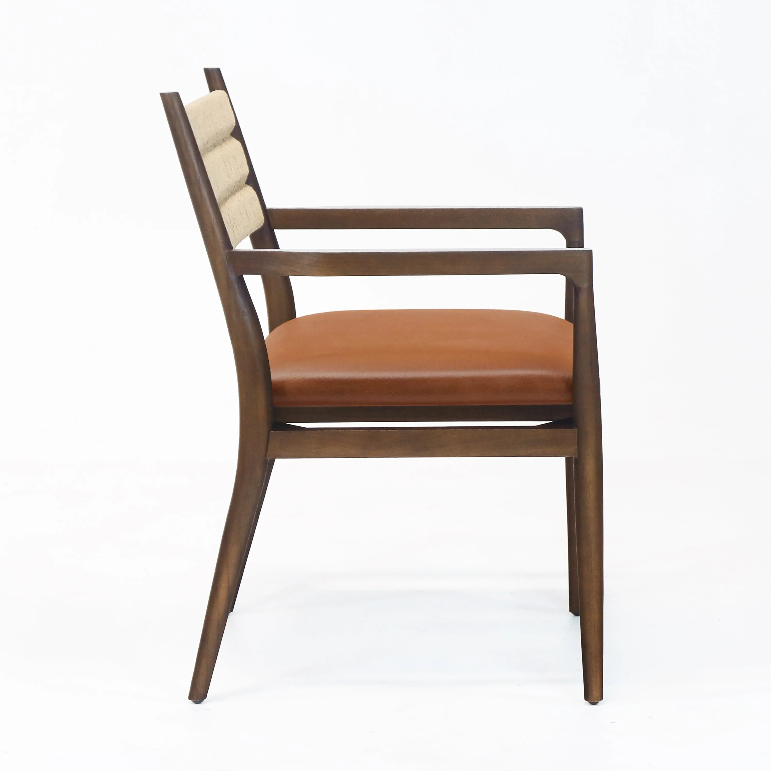 Samsara Dining Chair With Rope Backrest With Tan Leather Seat