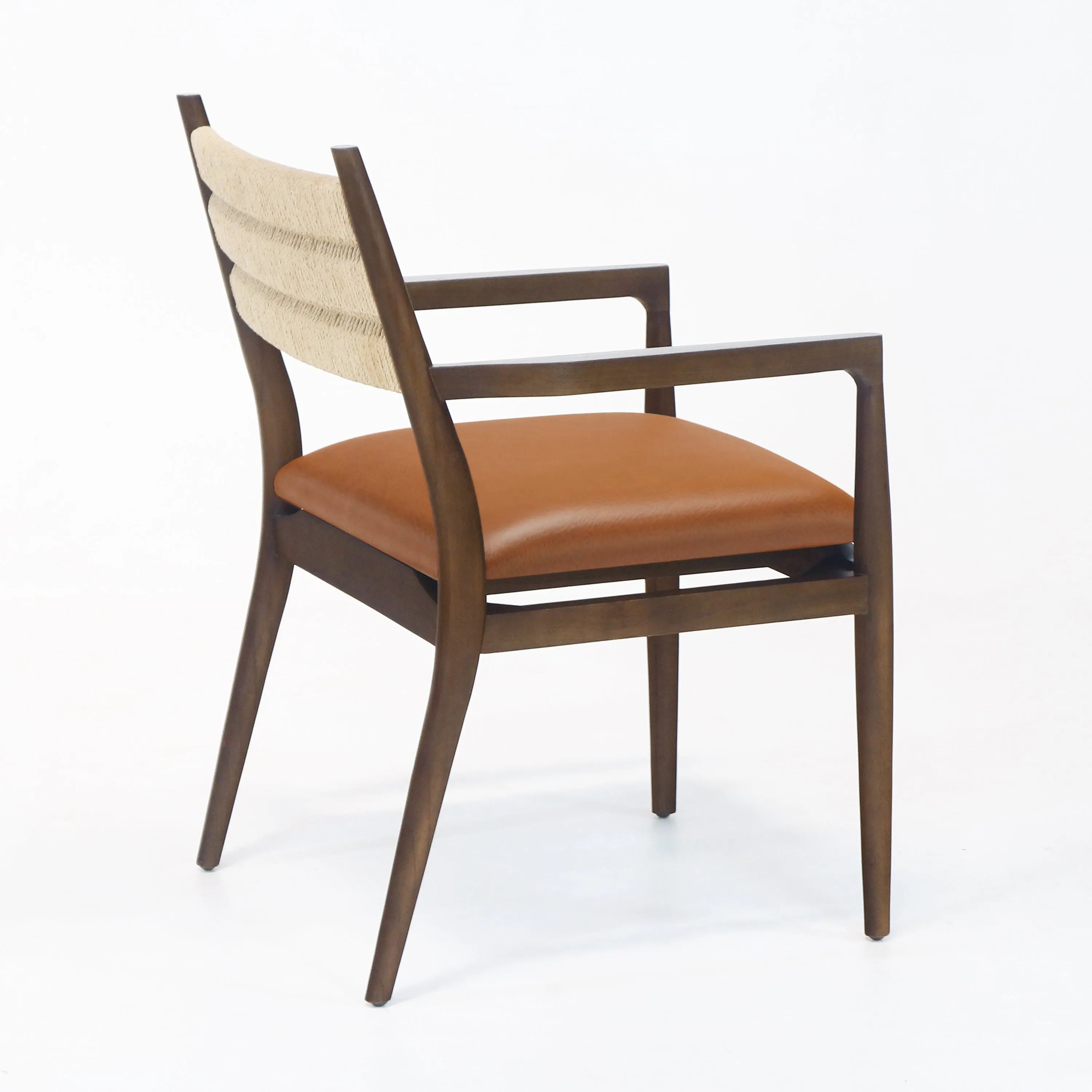 Samsara Dining Chair With Rope Backrest With Tan Leather Seat