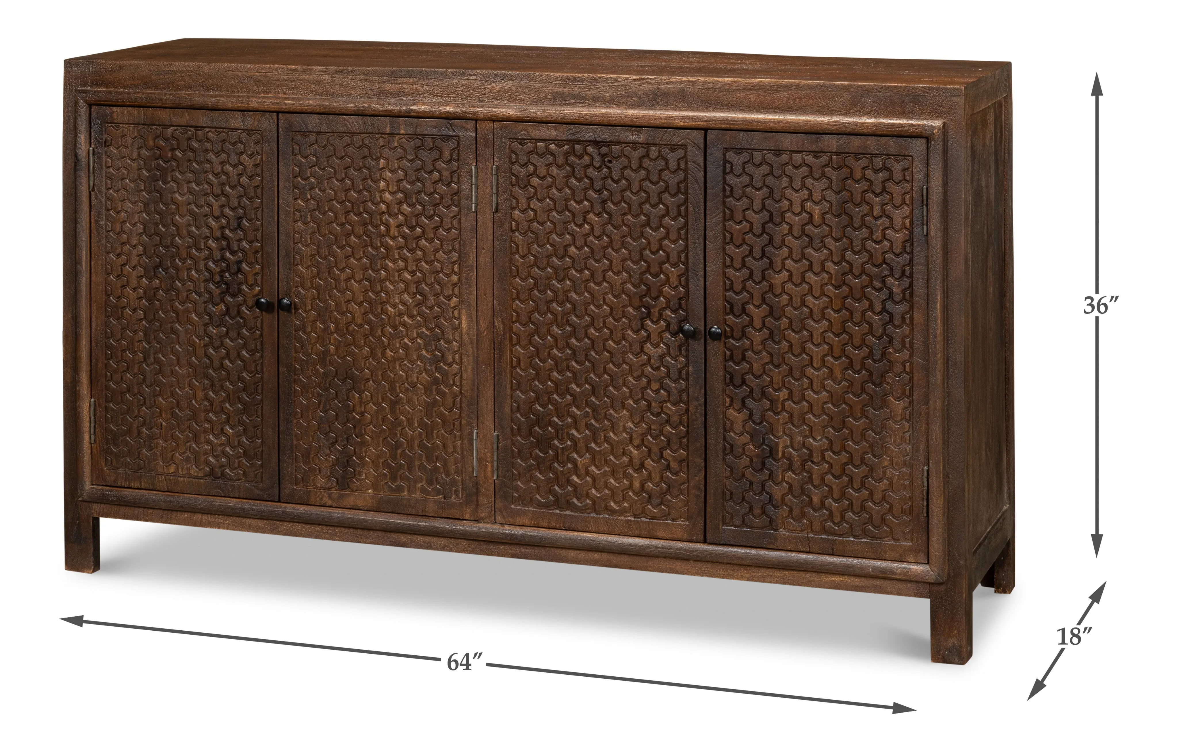Sarreid - Battle Chainmail 4 Door Sideboard - Brown - Vintage